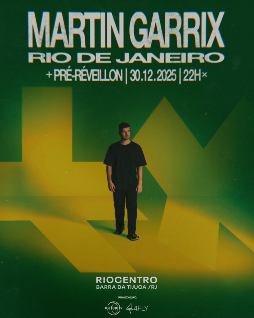 Martin Garrix em silhueta no palco durante show no Rio de Janeiro 2025 – imagem Dropdaily.