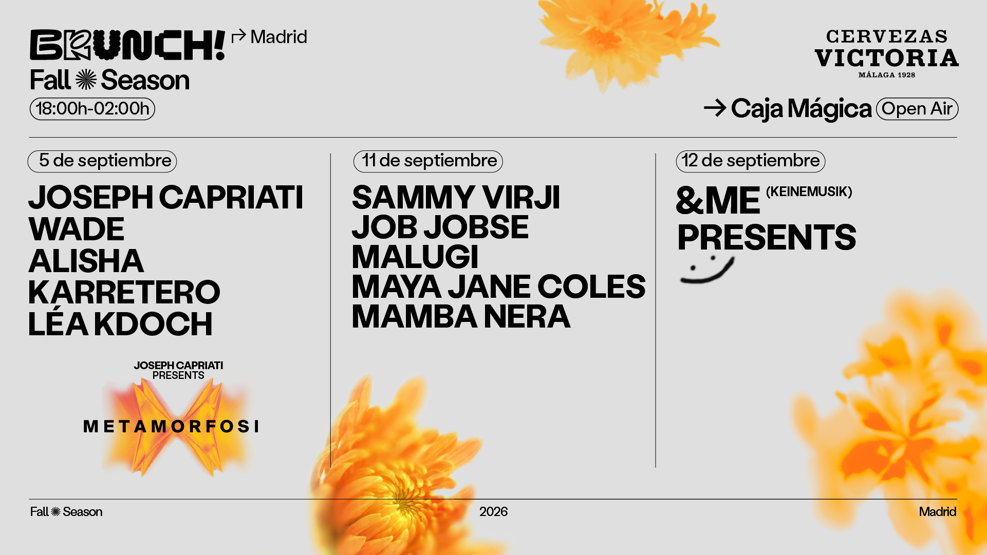 Line-up do Brunch Electronik Madrid na Caja Mágica em setembro de 2026