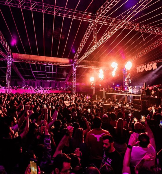 Arte oficial da edição de cinco anos da Never Ends, com John Newman, Blazy, Mila Journée e Acid Asian, no Shopping do Avião, em Contagem